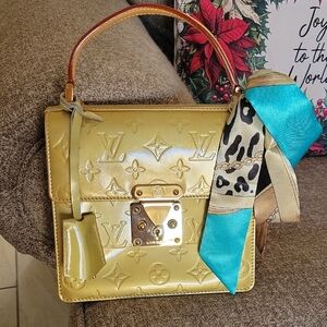 Louis Vuitton Vernis Spring Satchel with Turquoise Scarf